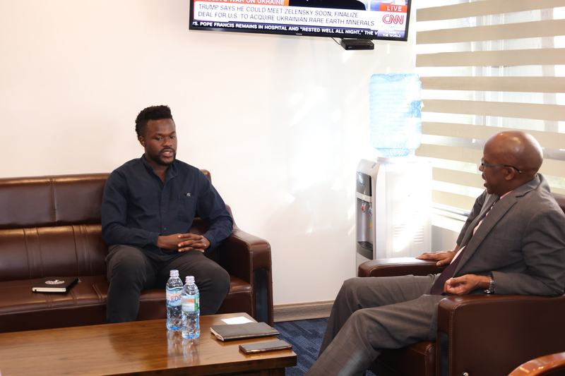 Kwaku Sumah in discussions with Brig. Hillary Kipkosgey at the office of the Kenya Space Agency