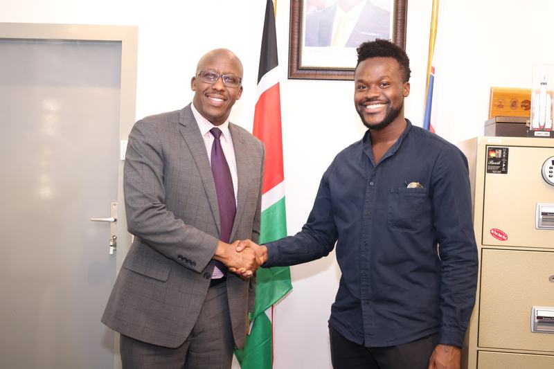Brig. Hillary Kipkosgey (CEO of the Kenya Space Agency – left) with Kwaku Sumah (Managing Director of Spacehubs Africa – right)